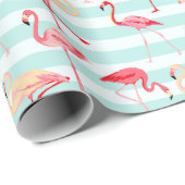 ビーチピンクのフラミンゴストライプ包装紙 ラッピングペーパー (ロールコーナー)
