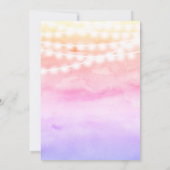 ビーチピンクの水の色の文字列のライトスウィート16 招待状 (裏面)