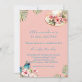 ビーチピンクハイビスカスフラワートロピカルブライダルシャワー 招待状 (正面)