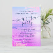ビーチピンクフィルター熱帯夏16誕生日 招待状 (スタンド正面)