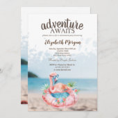 ビーチピンクフラミンゴス退職パーティー 招待状 (正面/裏面)