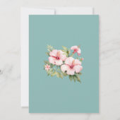 ビーチピンクフラワーズブルートロピカルブライダルシャワー 招待状 (裏面)