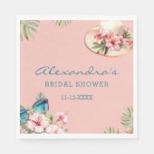 ビーチピンクフラワートロピカルブライダルシャワー スタンダードランチョンナプキン (正面)