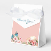 ビーチピンクフラワートロピカルブライダルシャワー フェイバーボックス (正面サイド)