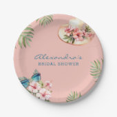 ビーチピンクフラワートロピカルブライダルシャワー ペーパープレート (正面)
