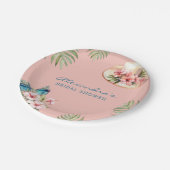ビーチピンクフラワートロピカルブライダルシャワー ペーパープレート (アングル)