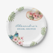 ビーチピンクフローラ熱帯ブライダルシャワー紙Pla ペーパープレート (正面)