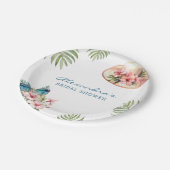 ビーチピンクフローラ熱帯ブライダルシャワー紙Pla ペーパープレート (アングル)
