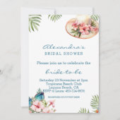 ビーチピンクフローラ熱帯ブライダルシャワー 招待状 (正面)