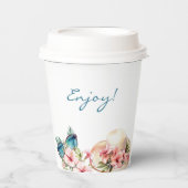 ビーチピンクフローラ熱帯ブライダルシャワー 紙コップ (正面)