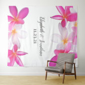 ビーチピンクプルメリアフローラ結婚ハワイの背景 タペストリー (インサイチュ(横))