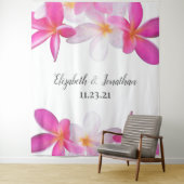 ビーチピンクプルメリア花ハワイ結婚式背景 タペストリー (インサイチュ)