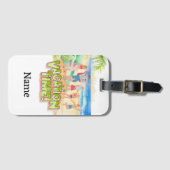 ビーチファミリーバケーションウィズネーム ラゲッジタグ (正面横)