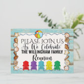 ビーチファミリー再会など招待状テンプレート 招待状 (スタンド正面)