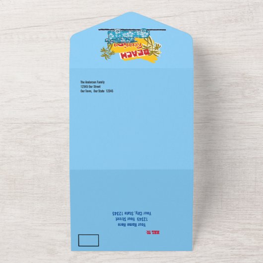 ビーチファミリー懇親会招待状 オールインワン招待状 (外側)