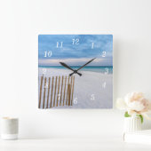 ビーチフェンスモーニングデスティンフロリダウォールクロック スクエア壁時計 (ホーム)