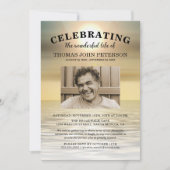 ビーチフォトお祝いの生活 招待状 (正面)