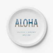 ビーチフォトアロハハワイ行き先結婚式 ペーパープレート (正面)