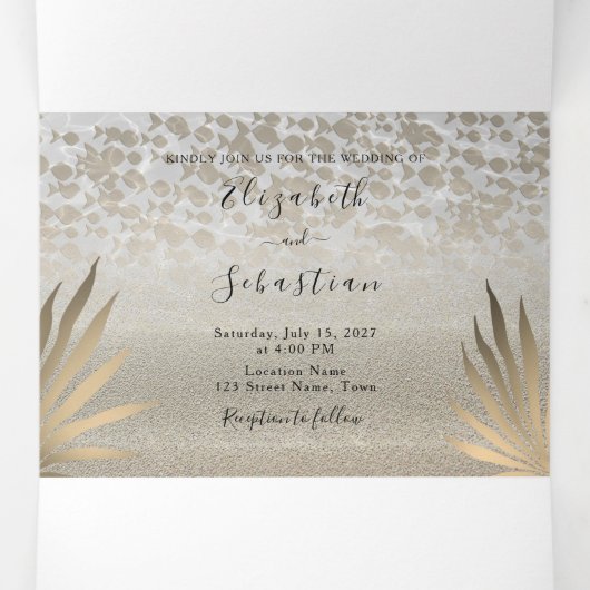 ビーチフォトウェディングトライフォルド招待状 三つ折り招待状 (内部中)