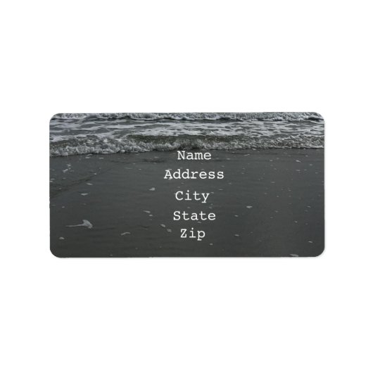 ビーチフォトウェーブウォーターサンディブラウン文字テンプレート ラベル (正面)