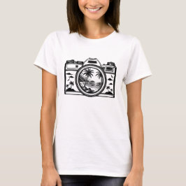 ビーチフォトグラフィカメラ Tシャツ