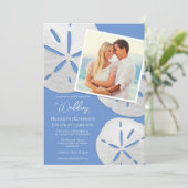 ビーチフォトコーンフラワーブルーサンドドルトロピカル 招待状 (スタンド正面)