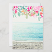 ビーチフォトピンクフローラ水彩ブライダルシャワー 招待状 (裏面)