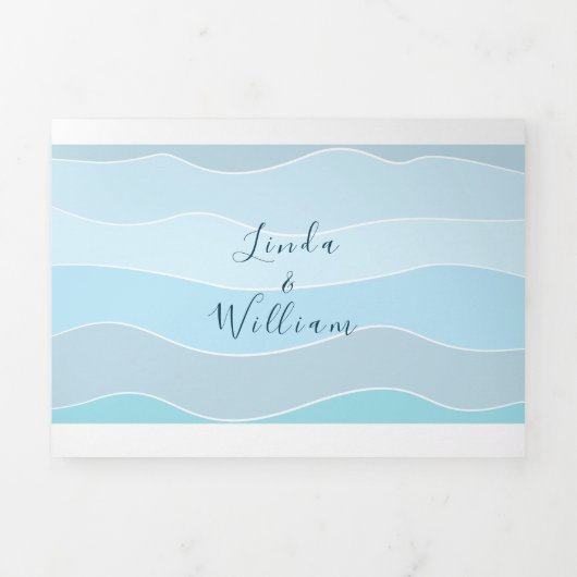 ビーチフォトブルー結婚ズ 三つ折り招待状 (カバー)