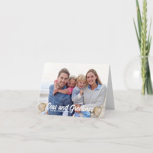 ビーチフォトホリデーシーズアンドグリーティングクリスマス カード (正面)