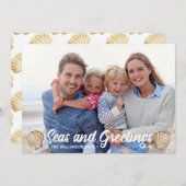 ビーチフォトホリデーシーズアンドグリーティングクリスマス シーズンカード (正面/裏面)