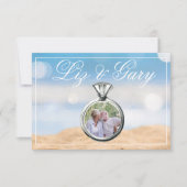 ビーチフォト宛先ウェディング サンキューカード (正面)