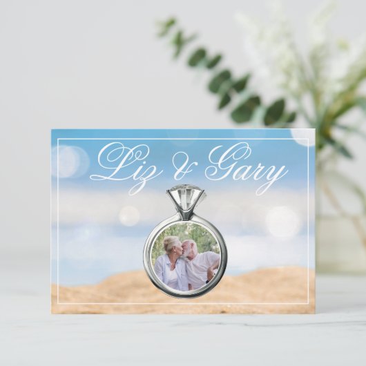 ビーチフォト宛先ウェディング サンキューカード (スタンド正面)