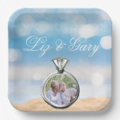 ビーチフォト宛先ウェディング ペーパープレート (正面)