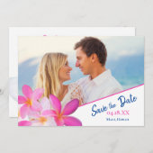 ビーチフォト熱帯フローラプルメリア先 セーブザデート (正面/裏面)