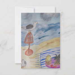 ビーチフラットグリーティングカードのカモメ カード