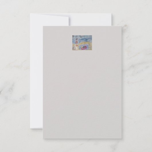 ビーチフラットグリーティングカードのカモメ カード (裏面)