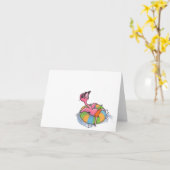 ビーチフラミンゴチュービングノテカード カード (黄色い花)