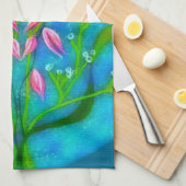 ビーチフラワーアクリル絵を描ズ キッチンタオル (四つ折り)