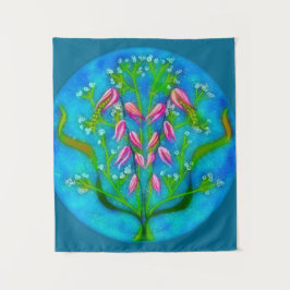 ビーチフラワーアクリル絵を描ズ タペストリー