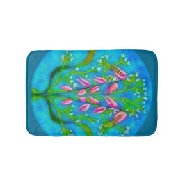 ビーチフラワーアクリル絵を描ズ バスマット