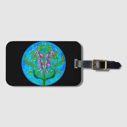 ビーチフラワーアクリル絵を描ズ ラゲッジタグ (正面横)