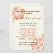 ビーチフラワーズブライダルシャワーコーラル 招待状 (正面/裏面)