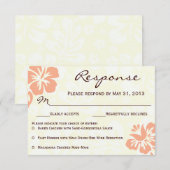 ビーチフラワーズRSVP -コーラル 出欠カード (正面/裏面)