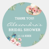 ビーチフラワーブルートロピカルブライダルシャワーサンキュー ラウンドシール (正面)