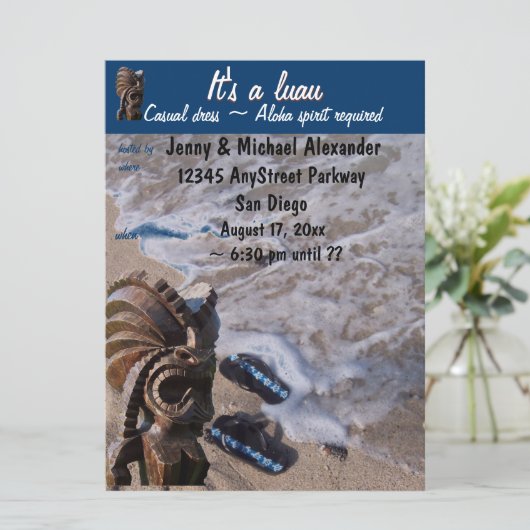 ビーチフリップフロップサンダルルアウ(ハワイ式宴会) 招待状 (スタンド正面)