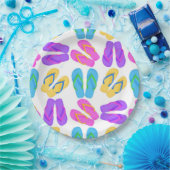 ビーチフリップフロップパターンパーティー紙プレート ペーパープレート (パーティー)