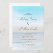 ビーチフロントシーサイドビーチをテーマ結婚にした 招待状 (正面/裏面)