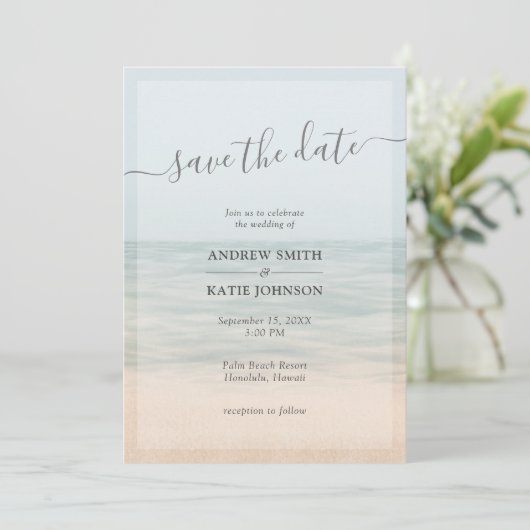 ビーチフロントヴィンテージハワイアン結婚写真 セーブザデート (スタンド正面)