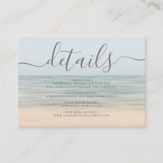 ビーチフロントヴィンテージ結婚ハワイアン詳細 エンクロージャーカード (正面)