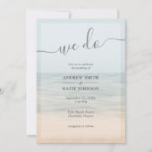 ビーチフロントヴィンテージ結婚ハワイアン 招待状 (正面)